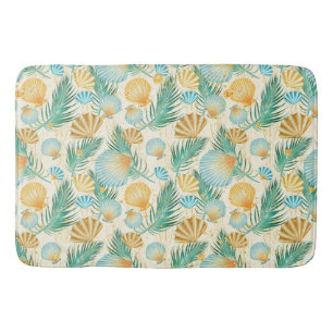 TAPIS DE BAIN PLANTES TROPICAUX D'ÉTÉ ET BATEAUX