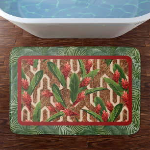 Tapis De Bain Plantes tropicaux et Motif de palmes