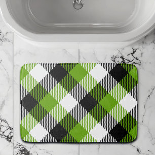 Tapis De Bain Plaques Tartan simples Vert néon