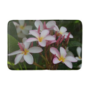 Tapis De Bain Plumeria rose et blanc