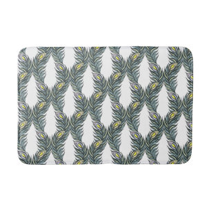 Tapis De Bain Plumes Peacock noir, vert et blanc rustique