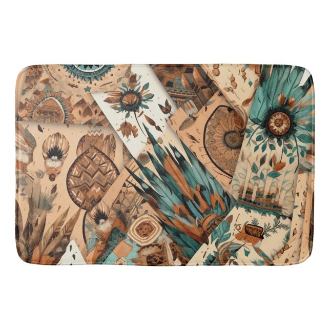 Tapis De Bain Plumes tribales du sud-ouest aztèque (Devant)