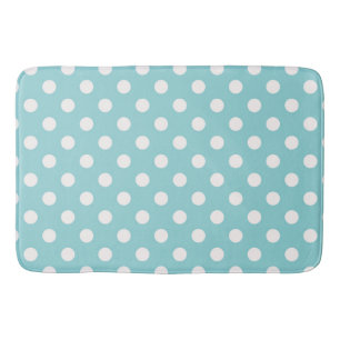 Tapis De Bain Point bleu et blanc turquoise Pois