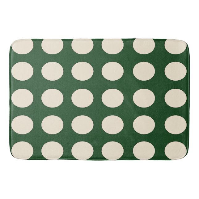 Tapis De Bain Point Polka couleur ivoire vert (Devant)