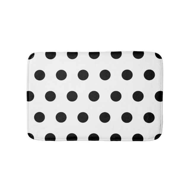 Tapis De Bain Point Polka noir et blanc (Devant)