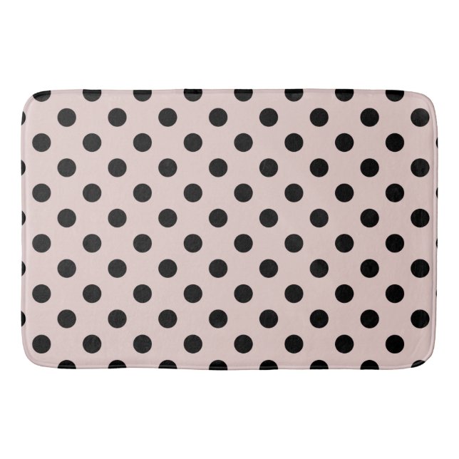 Tapis De Bain Point rose et noir des Pois (Devant)