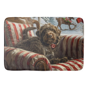 Tapis De Bain Pointeur à poils durs Griffon Chien Festif de Noël