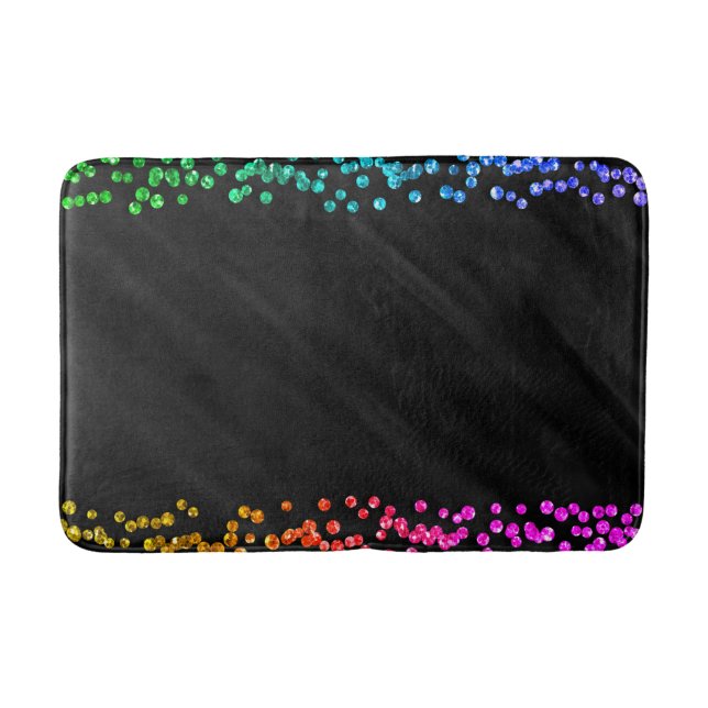 Tapis De Bain Points Confetti Arc-en-ciel noirs (Devant)