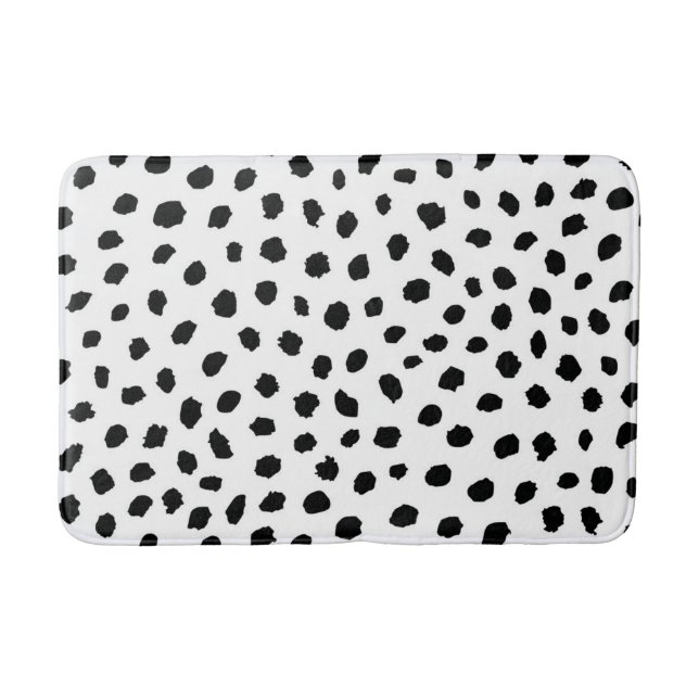 Tapis De Bain Points noirs aléatoires sur Blanc doux (Devant)