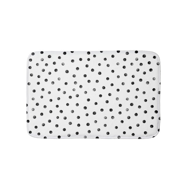 Tapis De Bain Points noirs et blancs de confettis (Devant)