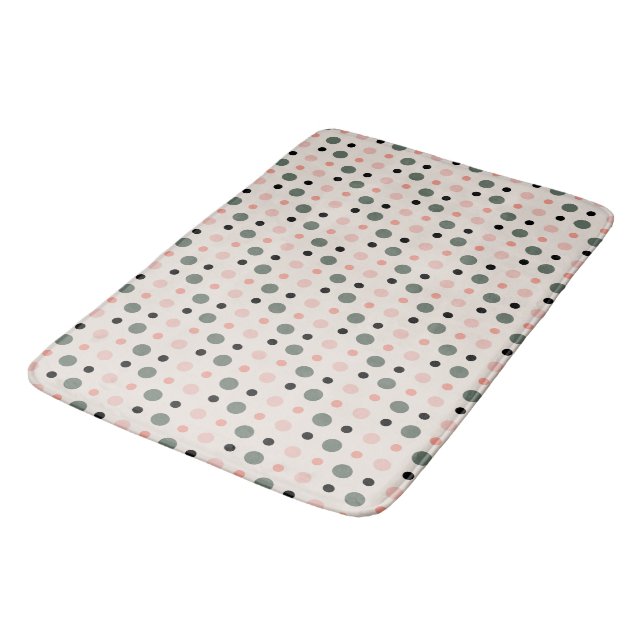 Tapis De Bain points rose vert et noir (Angle)