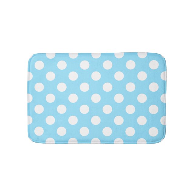 Tapis De Bain Pois blanc sur bleu-clair (Devant)