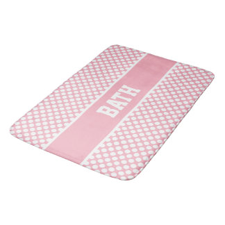 Tapis De Bain Pois blancs en rose