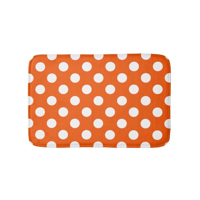 Tapis De Bain Pois blancs sur orange (Devant)