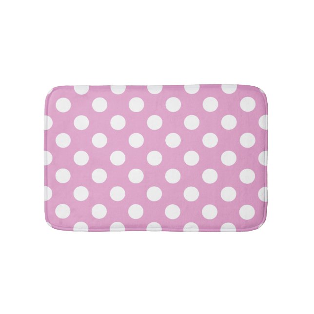 Tapis De Bain Pois blancs sur rose pâle (Devant)