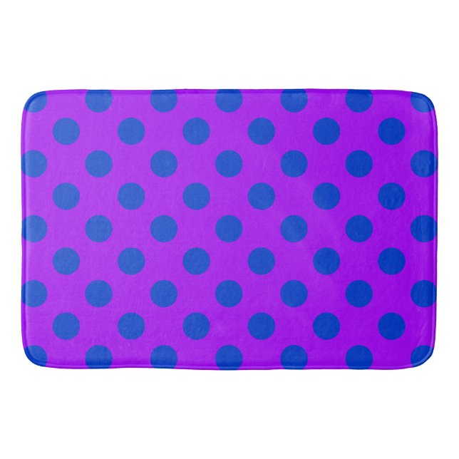Tapis De Bain Pois bleus sur violet (Devant)