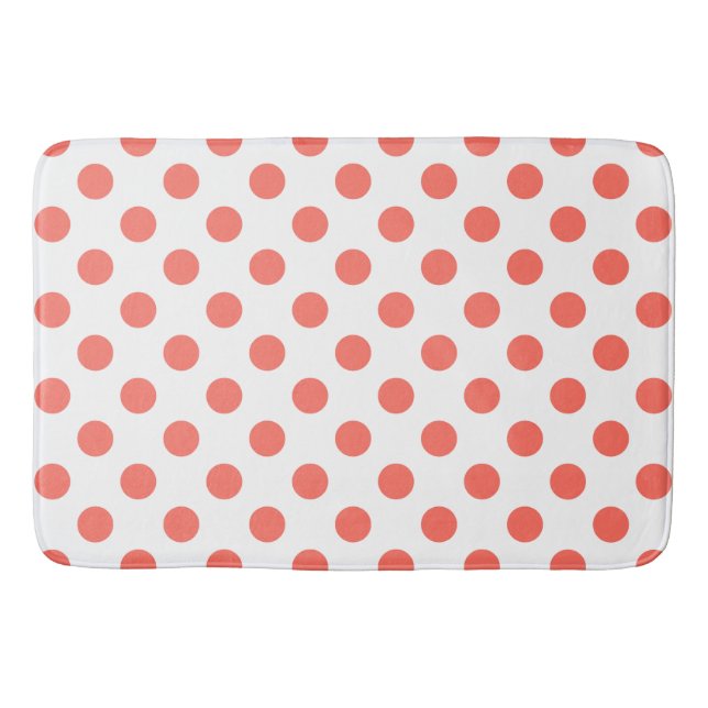 Tapis De Bain Pois de corail vivant sur blanc (Devant)