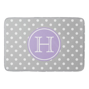 Tapis De Bain Pois de gris et de blanc de cendre avec la lavande