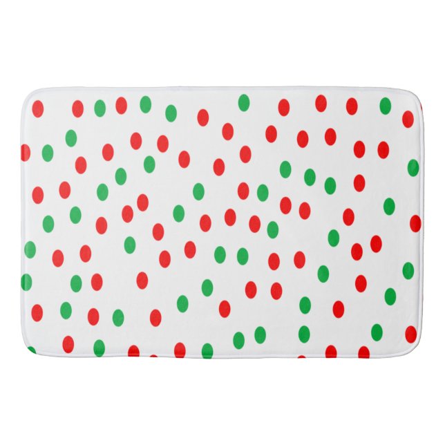 Tapis De Bain Pois de Noël vert et rouge (Devant)