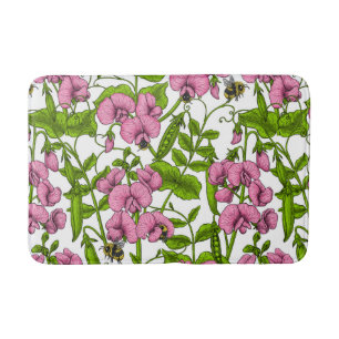 Tapis De Bain Pois doux et bourdons, rose, vert et blanc