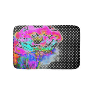 Tapis De Bain pois floraux Abstraits d'aquarelle rose