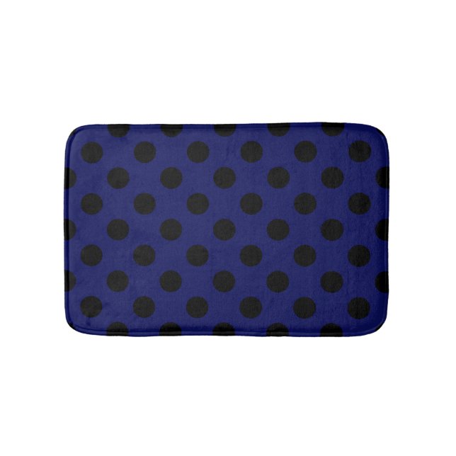 Tapis De Bain Pois noirs sur bleu marine (Devant)