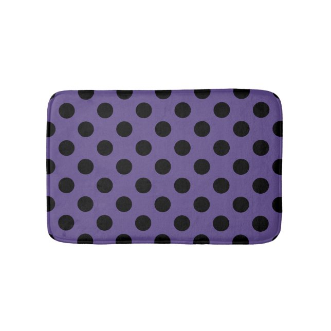 Tapis De Bain Pois noirs sur ultra violet (Devant)