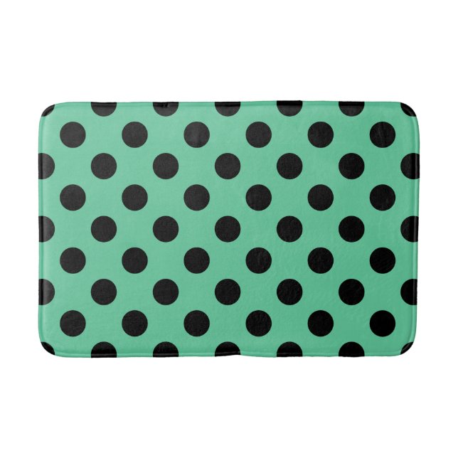 Tapis De Bain Pois noirs sur vert menthe (Devant)
