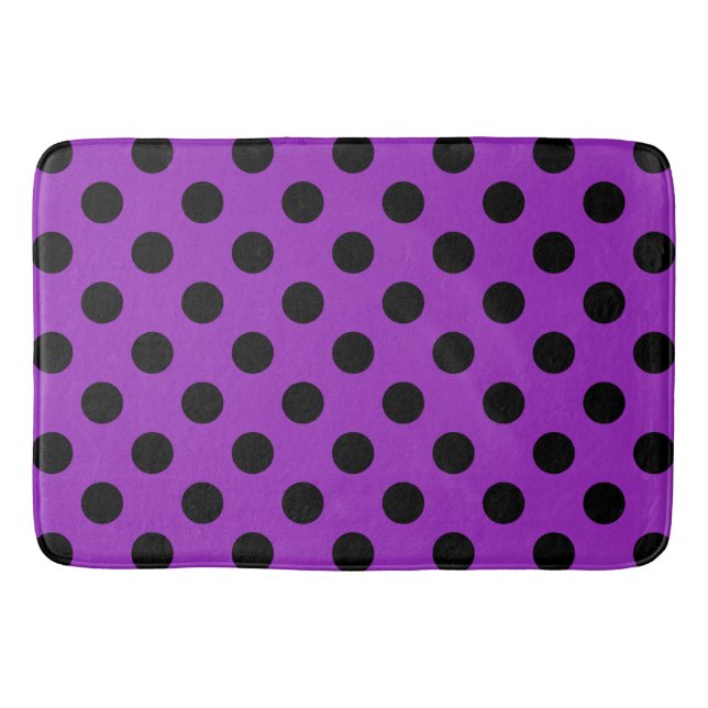Tapis De Bain Pois noirs sur violet (Devant)