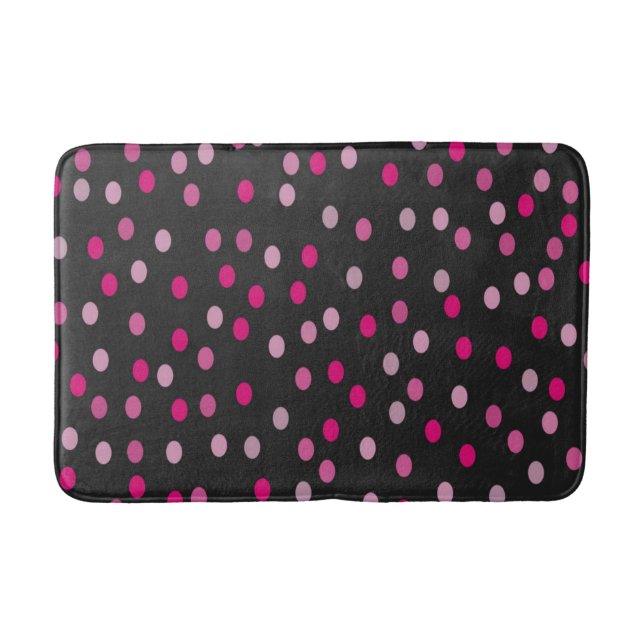 Tapis De Bain Pois roses sur noir (Devant)