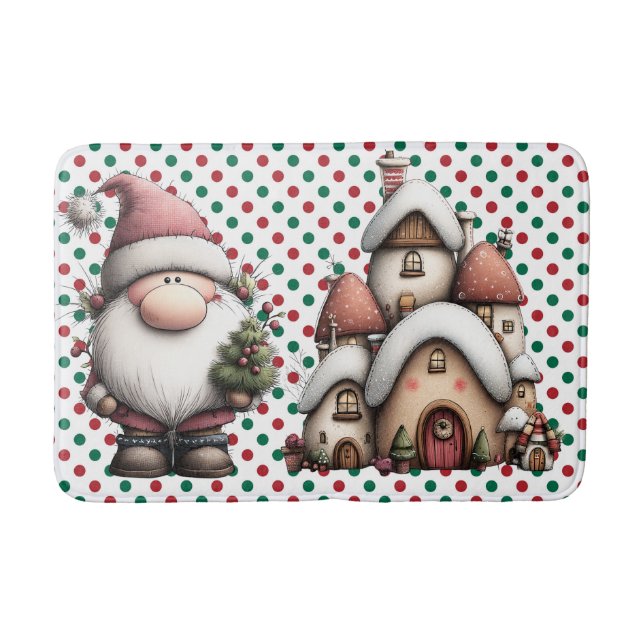 Tapis De Bain Pois rouges et verts (Devant)