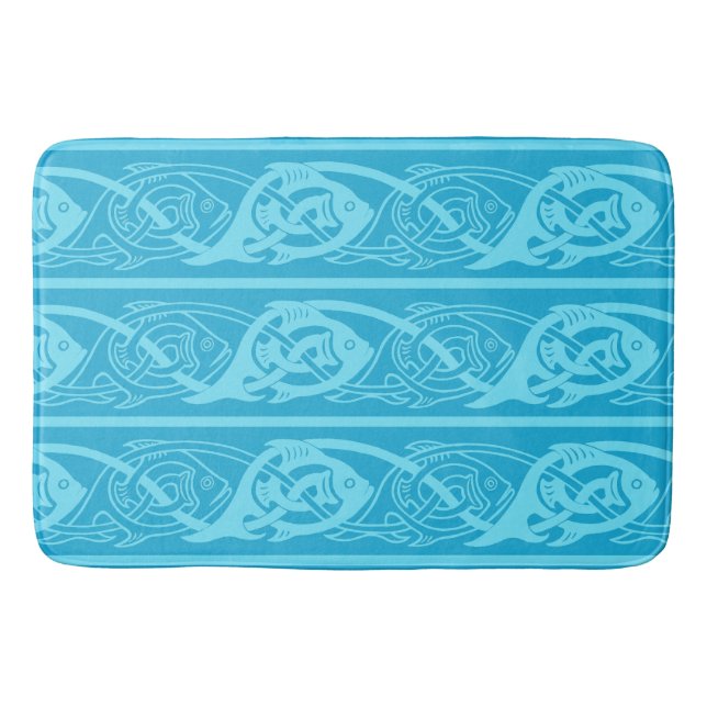 Tapis De Bain Poisson à nouer celtique en bleu (Devant)