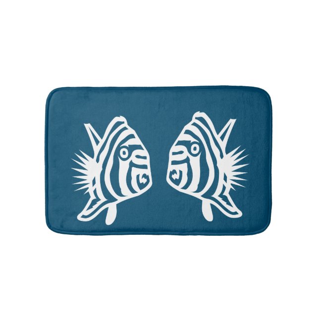 Tapis De Bain Poisson Angel Mer Bleu et blanc déco côtière (Devant)