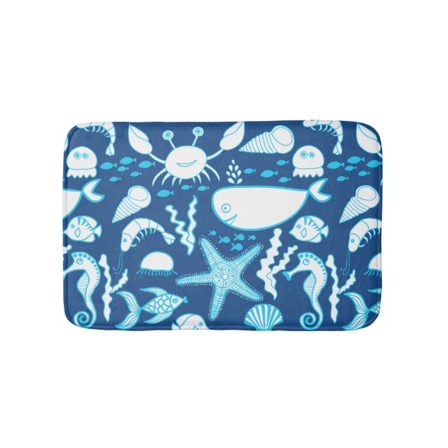 Tapis De Bain Poisson Baleine Crabe Starfish Seahorse Under the  (Devant)