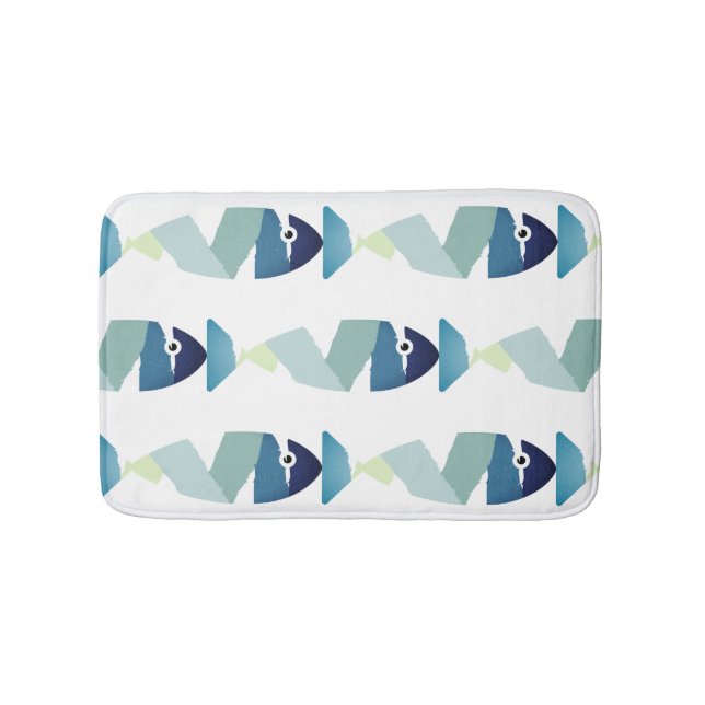 Tapis De Bain Poisson bleu de natation Abstraite (Devant)