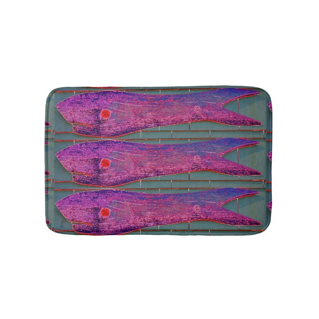 Tapis De Bain poisson d'art populaire rose (Devant)