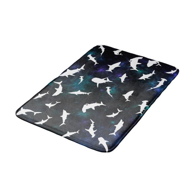 Tapis De Bain Poisson de requin ombre blanche sur la galaxie noi (Angle)