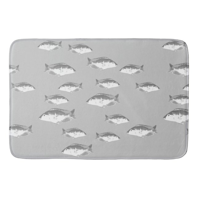 Tapis De Bain Poisson gris monochrome (Devant)
