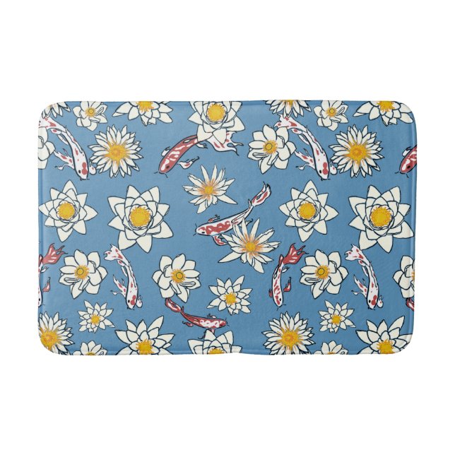 Tapis De Bain Poisson japonais Koi et motif floral (Devant)