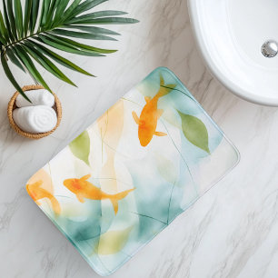 Tapis De Bain Poisson Koï Sérénité Aquarelle Abstraite