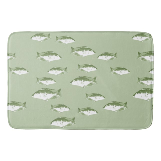 Tapis De Bain Poisson vert olive (Devant)