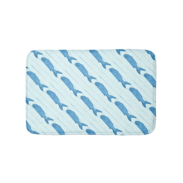 Tapis De Bain poissons de bleu d'art populaire (Devant)