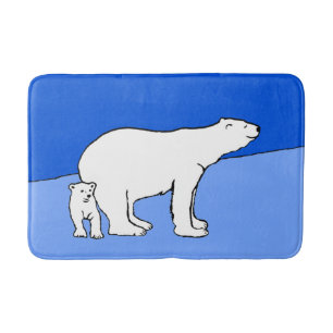 Tapis De Bain Polar Bear Mom and Cub Peinture - Wildlife Art