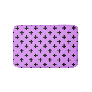Tapis De Bain Polka noire croise sur lilas