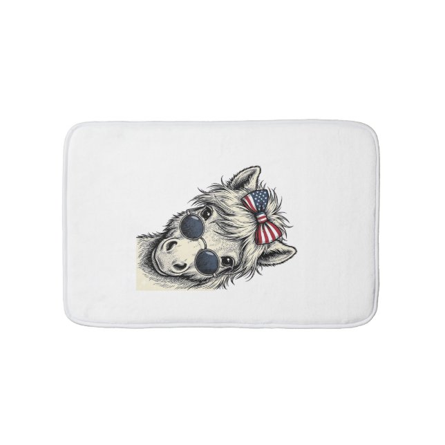 Tapis De Bain Poney Patriotique Avec Lunettes De Soleil Vintage  (Devant)