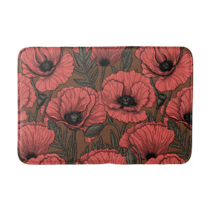 Tapis De Bain Poppy garden in coral and brown