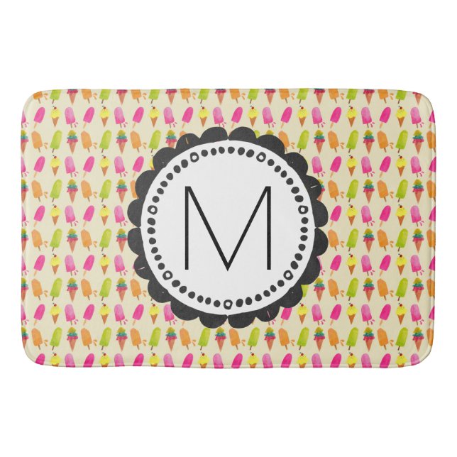 Tapis De Bain Popsicules et cônes de crème glacée Monogramme per (Devant)