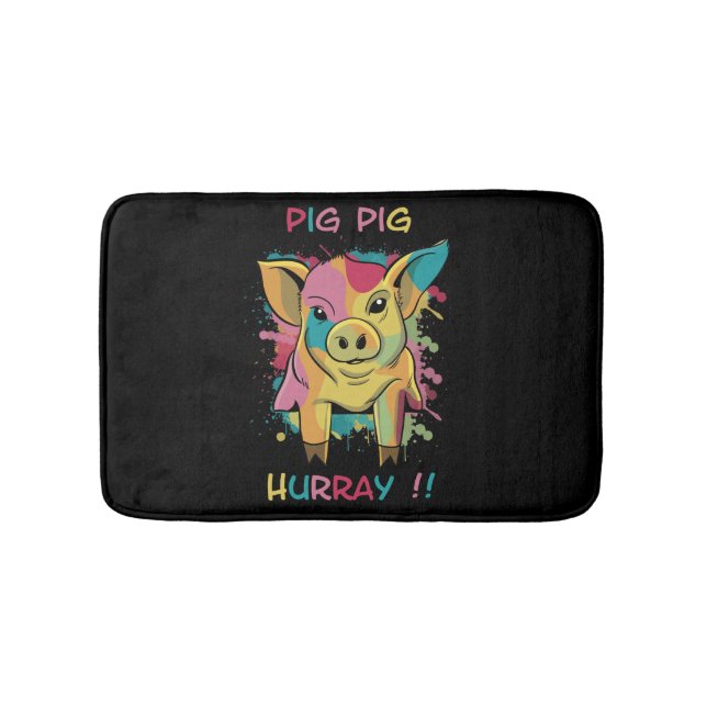 Tapis De Bain Porcelet drôle et coloré de porc (Devant)