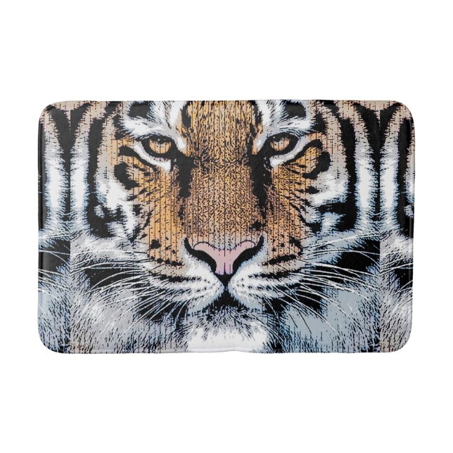 Tapis De Bain Portrait de tigre en style Presse Graphique (Devant)