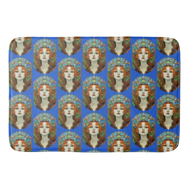 Tapis De Bain Portrait d'une belle femme en verre tendu (Devant)